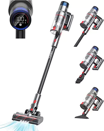 Vistefly V15 Aspirapolvere Senza Fili Potente con Touchscreen 32000Pa 500W Scopa Elettrica Senza Fili Potente Autonomia 60 Minuti per Pavimento Tenda Tappeti Peli Animali