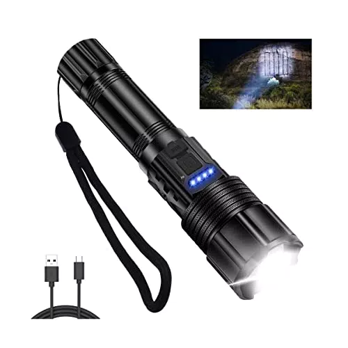 VUENICEE Torcia LED Potente Professionale Ricaricabile 10000 Lumen, con 5 modalità