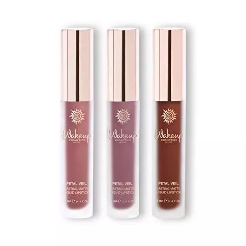 Wakeup Cosmetics - 3x Petal Veil Liquid Lipstick, Rossetti Opachi a Lunga Tenuta