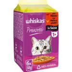 Whiskas Pranzetti Carni e Verdure 1+ Adulto, Cibo Umido per Gatto, 12 Confezioni ognuna da 6 bustine x 50g