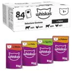 Whiskas Selezione Gustosa in Salsa 1+, Cibo Umido per Gatti, 84 Bustine ognuna da 85g (84 x 85g)