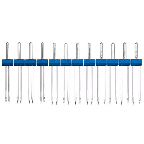 Winfred - 12 Aghi per Macchina da Cucire Doppi, Tre Misure con Scatola di Plastica (2 mm, 3 mm, 4 mm)