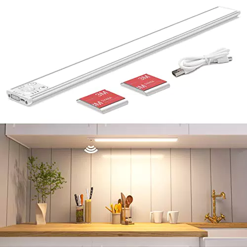 wobsion Luci Led Con Sensore di Movimento 40CM, 2200mAh USB Ricaricabile  Led Sottopensile Cucina Senza Fili