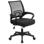 Yaheetech Sedia da Ufficio Scrivania Ergonomica a Rotelle Girevole Reclinabile Imbottita in Rete Traspirante con Braccioli Altezza Regolabile Nera