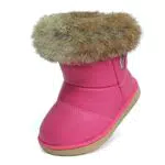 Youecci Bambine e Ragazze Invernale Stivali da Neve Fodera Calda Stivaletto Boots per Ragazze Stivali Impermeabili in Pelle Per Interni ed Esterni Rosa Rossa