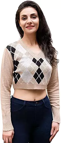 ZAFUL Maglione invernale da donna con scollo a V, in stile crop top da donna