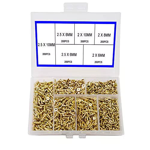 1200 Pz M2 M2.5 Viti per Legno Piccola, color oro