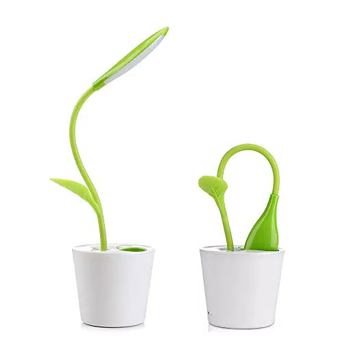 Agolaty, Unisex -Adult, Portapenne Lampada da Scrivania Verde Tromba