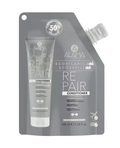 Alama Professional Eco-Refill Repair Conditioner, Balsamo Ristrutturante con Cheratina per Capelli Danneggiati e Sfibrati
