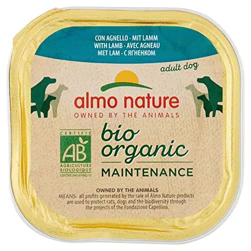 almo nature Bio Organic Maintenance Cibo Umido con Agnello per Cani Adulti - Pacco da 9 x 300g