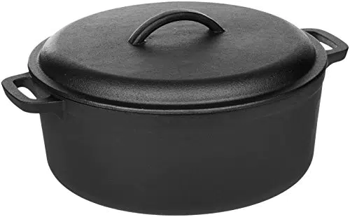 Amazon Basics - Casseruola in ghisa pretrattata con doppi manici