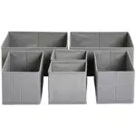 Amazon Basics - Organizer in tessuto per cassetto, Set di 6, grigio
