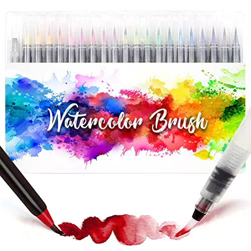Amteker Brush Pen Lettering 24 Acquerelli + 1Testina Morbida