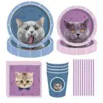 Amycute Set di stoviglie per feste con gattini, 69 pezzi