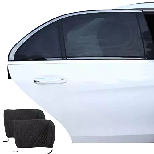 Anruyi 2pcs Parasole per Zanzare Auto Tendine Parasole Auto Bambini Finestrino Laterale Universali Parasole Protezione Raggi Solari UV Block Raggi UV Anti-zanzara e Antipolvere