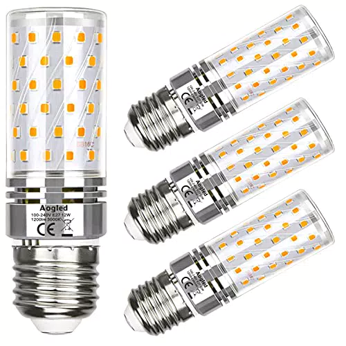 Aogled Lampadina LED E27 12W 3000K, Equivalente 100W Lampada Alogena