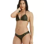 ARENA Women's Bikini Triangle Solid, Due Pezzi Donna, Dark Olive, 50
