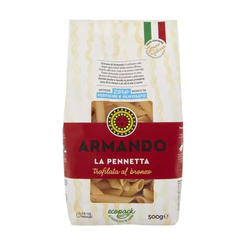 Armando, La Pennetta, Pasta di Semola di Grano Duro di Filiera 100% Italiano - 12 confezioni da 500 gr