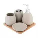 Axentia Avignon Set Accessori Bagno, Ceramica, Marrone