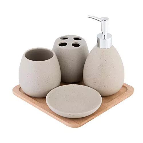 Axentia Avignon Set Accessori Bagno, Ceramica, Marrone