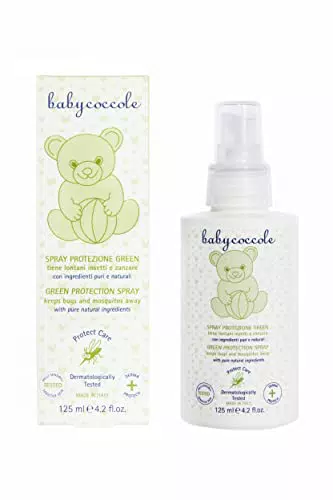 Babycoccole SPRAY PROTEZIONE INSETTI E ZANZARE GREEN. Repellente AntiZanzare per Bambini con Olio di Timo e Ingredienti Puri e Naturali