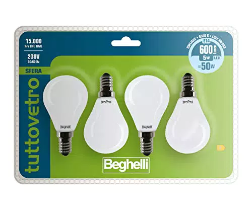 Beghelli - Lampadina LED TUTTOVETRO E14 Luce Fredda