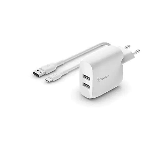 Belkin Caricabatteria doppio da Parete + Cavo da USB-A a USB-C
