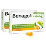 Benagol Herbal Gusto Miele, Integratore Alimentare, 24+24 Pastiglie