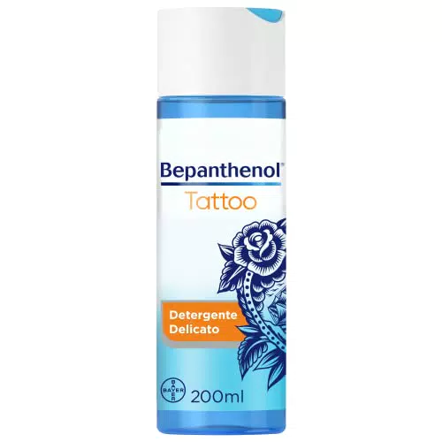 Bepanthenol Tattoo Detergente Delicato con Pantenolo per Aftercare Tatuaggio, Gel Senza Sapone 200 ml