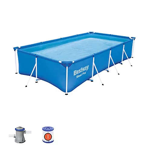 Bestway 56424 Set Piscina Fuori Terra Steel Pro Rettangolare da 400x211x81 cm