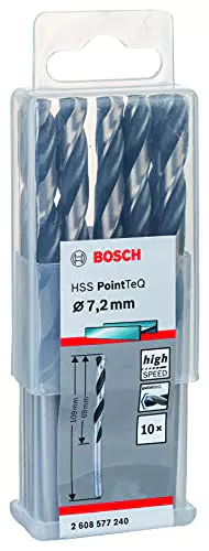 Bosch Accessories 2608577240 HSS PointTeQ - Set da 10 Pezzi di Punte Elicoidali per Trapano per Metallo, Acciaio, Fusione o Plastica