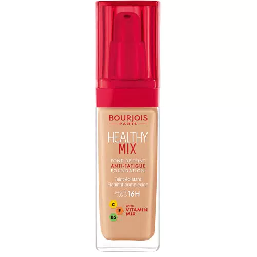 Bourjois Fondotinta Liquido Healthy Mix Formula Anti-Age Illuminante e Idratante a Lunga Durata con Vitamine e Acido Ialuronico, 55 Dark Beige