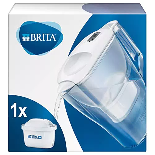 BRITA Caraffa Filtrante Aluna per acqua, Bianco - incl. 1 Filtro MAXTRA+ per la riduzione di cloro