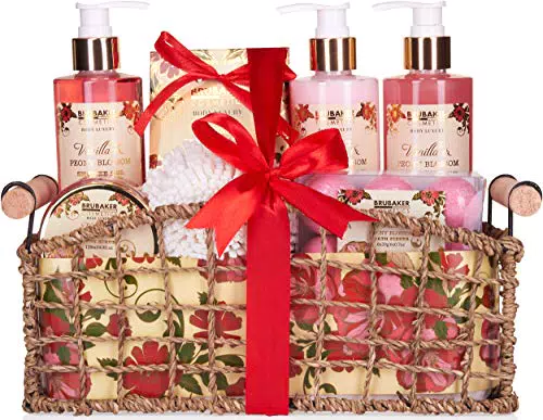 BRUBAKER Set da bagno e doccia 'Vanilla & Poeny Blossom' - Fragranza di fiori di peonie - 13 pezzi