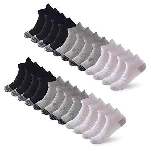 BUDERMMY Calzini Uomo, 12 Paia Calze Sportivi Uomo Donna rinforzati tallone e punta Corti in Cotone Traspirante Sportive Calze Donna