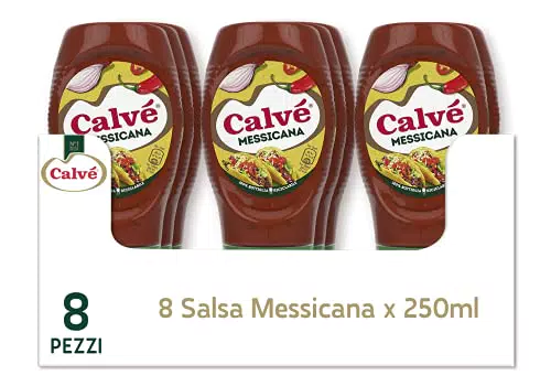 Calvé, Salsa Messicana, 8 Pezzi da 250 ml, Salsa Piccante Extragusto con Pomodoro e Peperoncino