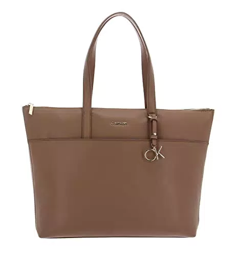 Calvin Klein CK MUST SHOPPER LG W/SLIP PKT, Marrone