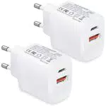 Caricabatterie da parete USB C e A a 2 porte, spina adattatore di alimentazione di tipo C da 20 W compatibile con iPhone 14/13/12/11/Pro MAX/Mini/XS/XR/X