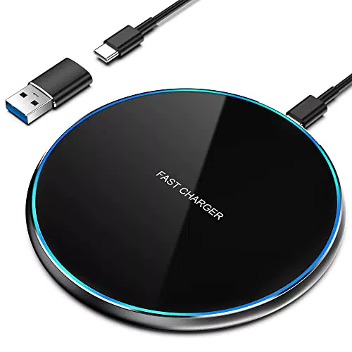 Caricatore Wireless 15W Caricatore Senza Fili Rapida Caricabatterie Wireless per iPhone 14 Pro Max/14/13/12/11/X/XS/8Plus