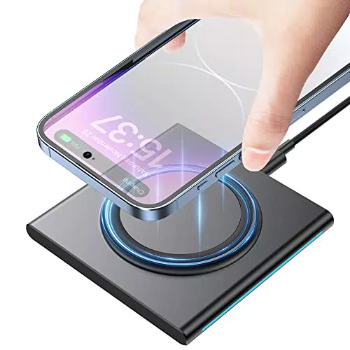 Caricatore Wireless, 15W Rapida Caricabatterie Senza Fili per iPhone 14/14 Pro Max/13/13 Pro Max/12/12 Mini/12 Pro Max/SE/11 Pro Max