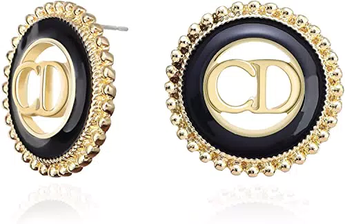 Cd Alphabet Stud Orecchini di perle Orecchini di diamanti in oro per le donne