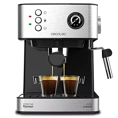 Cecotec Macchina del caffè Power Espresso 20, doppia uscita, vaporizzatore, acciaio inossidabile