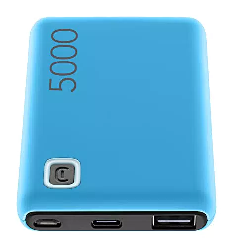 Cellularline | Power Bank ESSENCE 5000 | Caricabatterie portatile da 5000mAh, azzurro