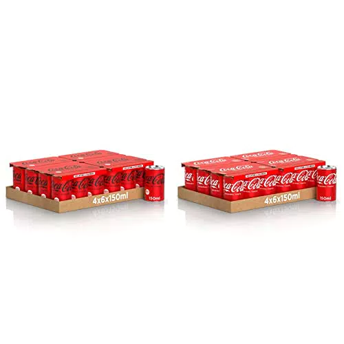 Coca-Cola Zero Zuccheri 24 Lattine da 150 ml, Tutto il Gusto della Formula Coca-Cola Senza Calorie & Coca-Cola Original Taste 24 Lattine da 150 ml