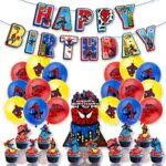 Compleanno Spiderman Palloncini Spider Man Compleanno Striscioni Decorazioni Spiderman Compleanno Torta per Ragazze Ragazzi Spiderman Decorativi per Compleanno Forniture per Feste di Compleanno
