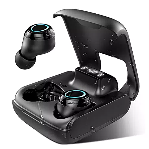 Cuffie Bluetooth 5.1, Auricolari Bluetooth Wireless con Micofono, Cuffiette Bluetooth con Stereo HiFi, Display LED, Fino a 35h di Autonomia, Cuffie Sport In-Ear Senza Fili per Running, Lavoro, Giochi