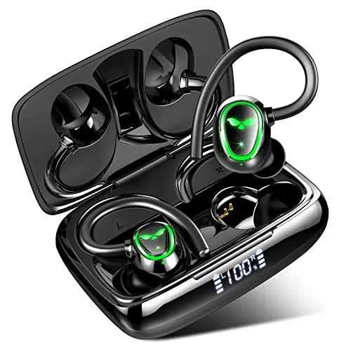 Cuffie Bluetooth Sport, Auricolari Bluetooth 5.3 Cuffie Wireless con 4 HD Mics, Cuffie Senza Fili con 48 Ore Stereo, IP7 Impermeabile Cuffiette Bluetooth per Running, Display LED, USB-C