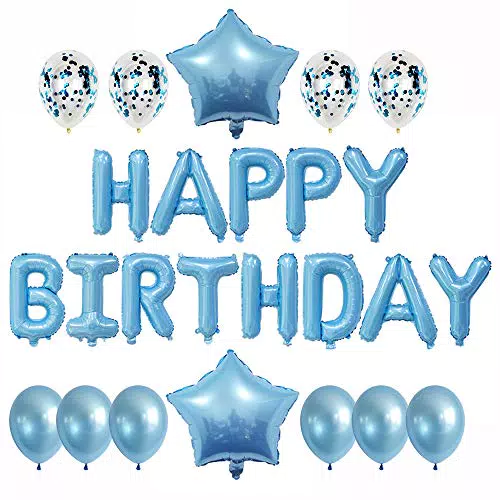 Decorazioni per feste di compleanno con striscioni di buon compleanno (Azzurro), 27 pezzi