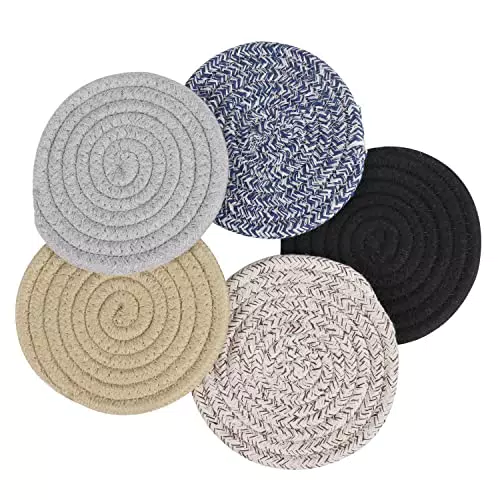 Diealles Shine Sottobicchieri in Cotone Intrecciato a Mano, 5 Pezzi