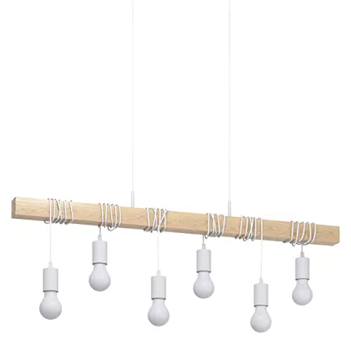 EGLO Lampada a sospensione Townshend, Lampadario sospeso vintage a sei luci dal design industriale